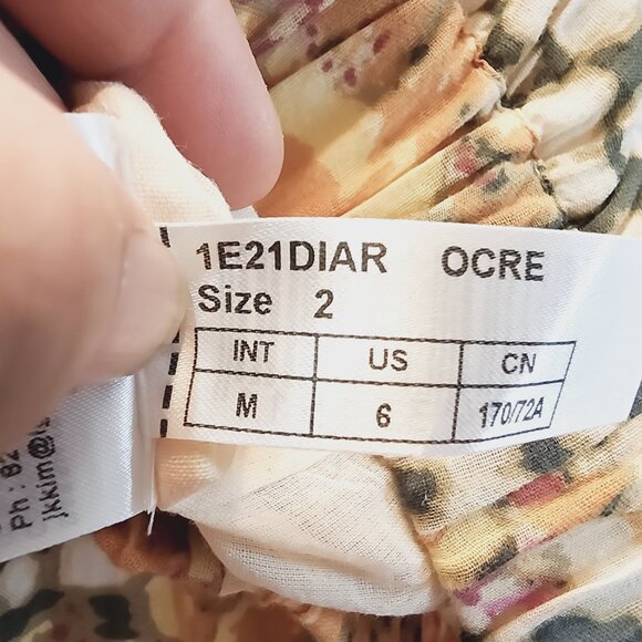 Ba&Sh Diary Printed Tiered Floral Midi Skirt Sz M/ 6US Yellow 100%Cotton Classic - Picture 4 of 15